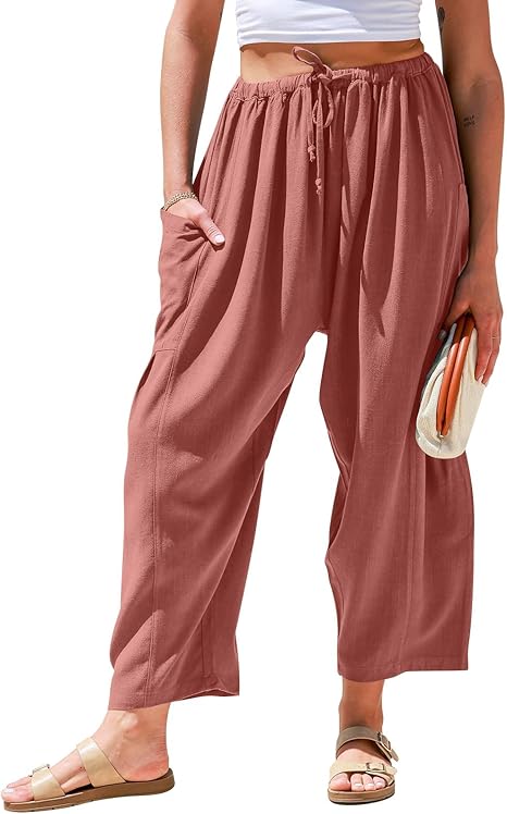 Women's Polyester Wide Leg Pants with Pockets
