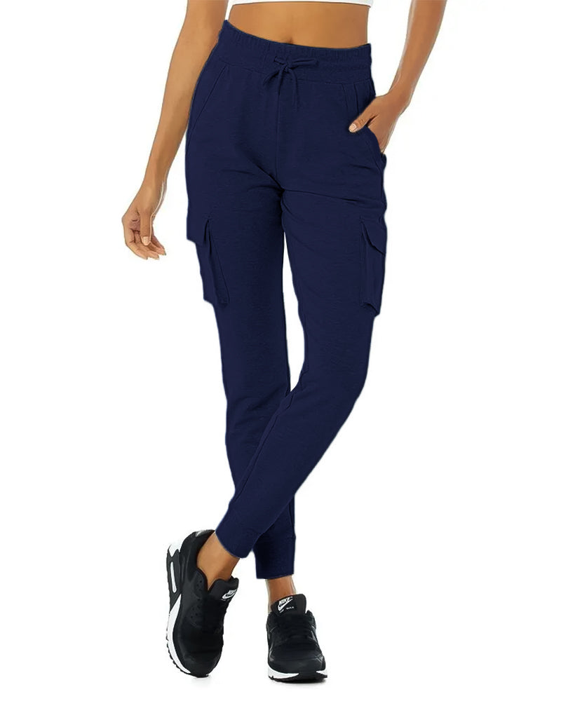 Women's Loose Fit Fleece Jogger Sweatpants with Velcro Cargo Pockets