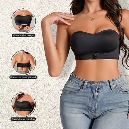 Front Closure Wireless Seamless Bandeau Bra