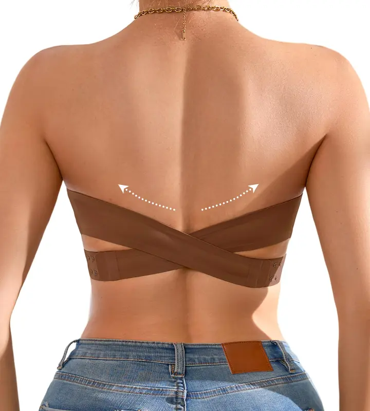 Non-Slip Crossover Side Hook Bandeau Bra