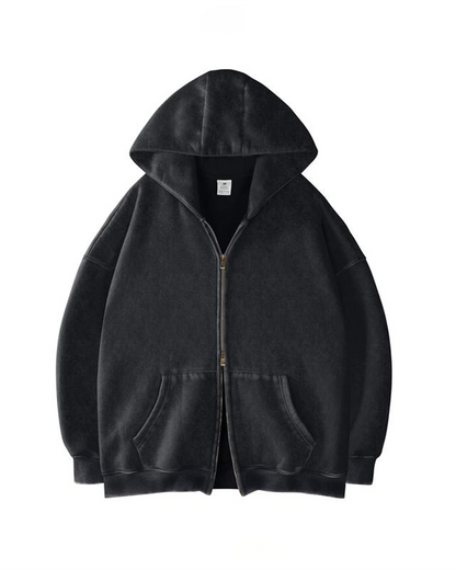 Oversized Unisex Acid Wash Zip Hoodie