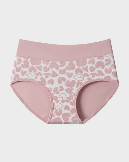 Soft Cotton Heart Print High-Waist Panties (6 Pack)