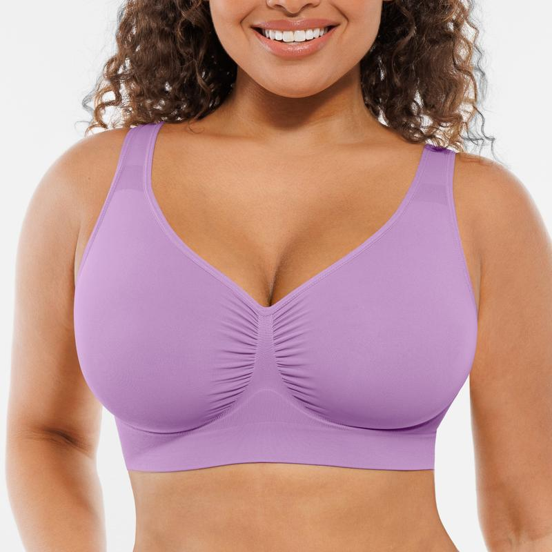 Wide Shoulder Strap Wireless T-Shirt Bra