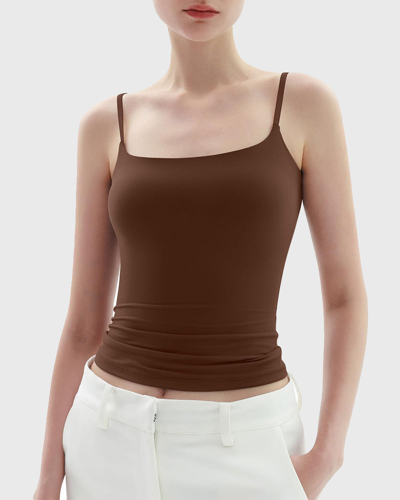 Minimalist Slim Tank Top – Square Neck & Adjustable Straps