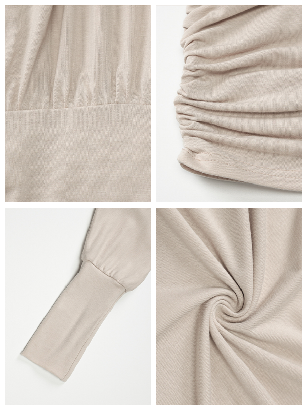 Women's Solid Off The Shoulder Sheer Ruched Dress