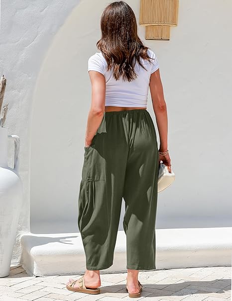 Women's Polyester Wide Leg Pants with Pockets