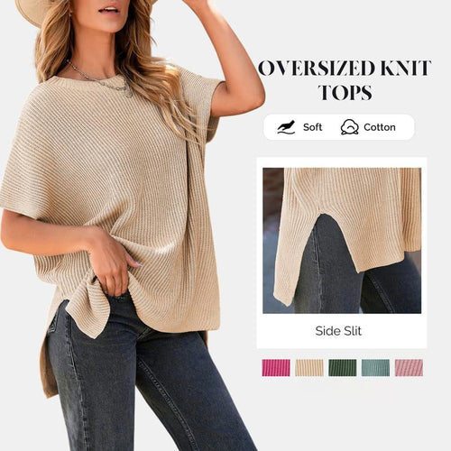 Women's Oversized Loose Round Neck Knitted Top