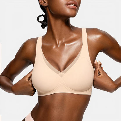 Deep V-Mesh Wireless Seamless Women's Bra