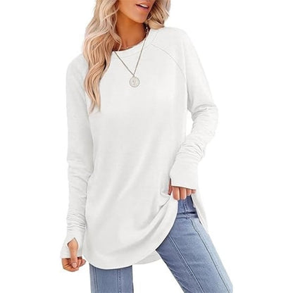 Women's Thumbhole Round Neck Long Sleeve