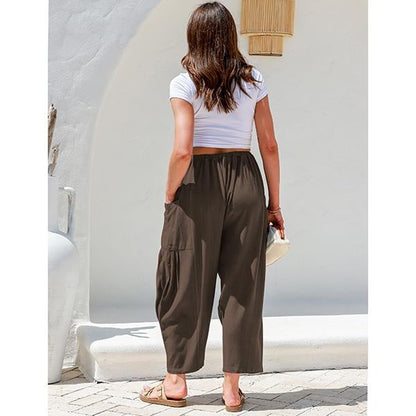 Women's Polyester Wide Leg Pants with Pockets