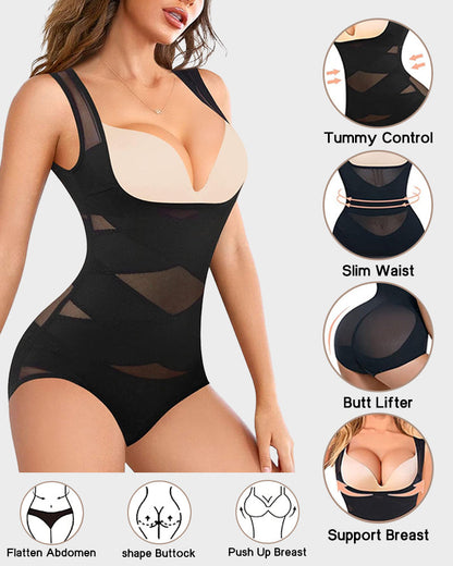 Open Bust Cross Compression Body Shaper