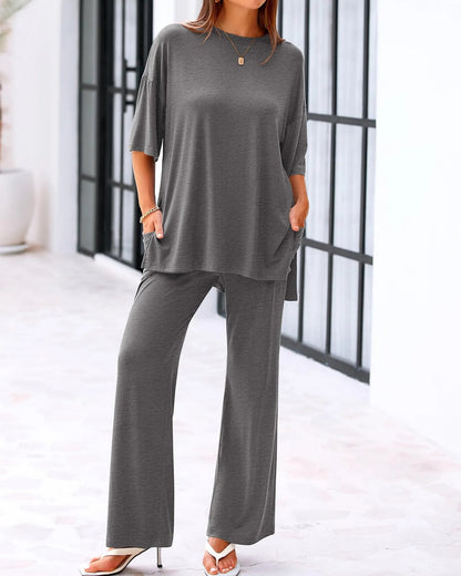Casual Loose 2-Piece Top & Pants Set