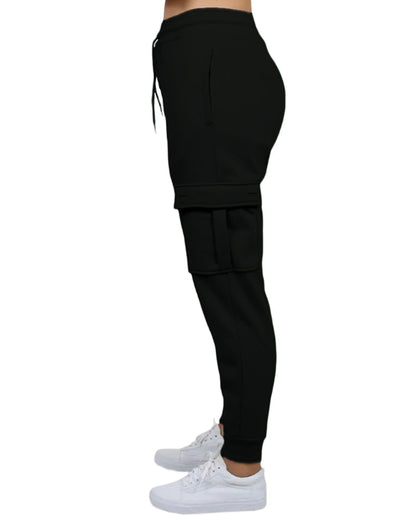 Women's Loose Fit Fleece Jogger Sweatpants with Velcro Cargo Pockets