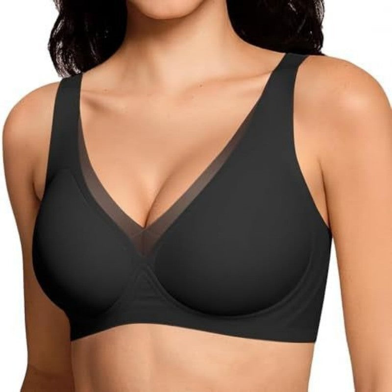 Deep V-Mesh Wireless Seamless Women's Bra