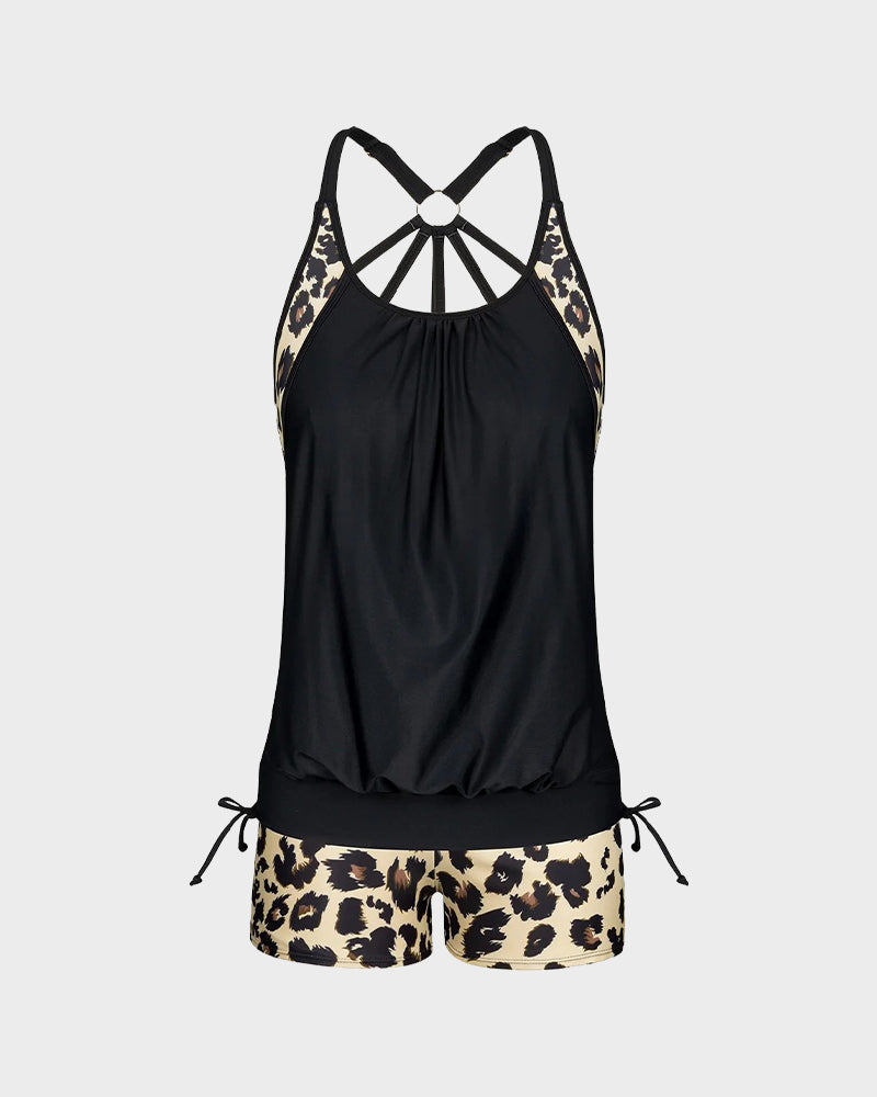 Flattering Three-Piece Tankini Swimsuit