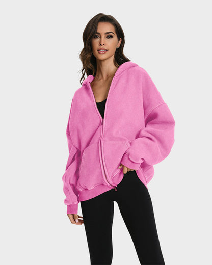 Oversized Unisex Acid Wash Zip Hoodie