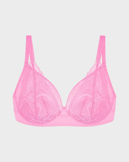 Plus Size Lace Mesh Full-Coverage Underwire Bra