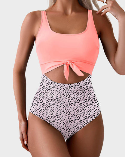 Ruched Tie-Knot Tummy Control One-Piece Swimsuit