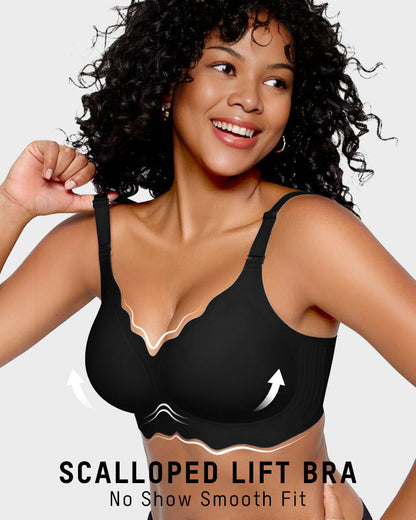 Soft Full Coverage Scalloped Wireless Jelly Bra