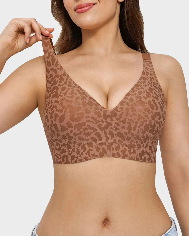 Wireless Leopard V-Neck Contour Bra