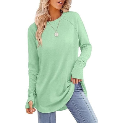 Women's Thumbhole Round Neck Long Sleeve
