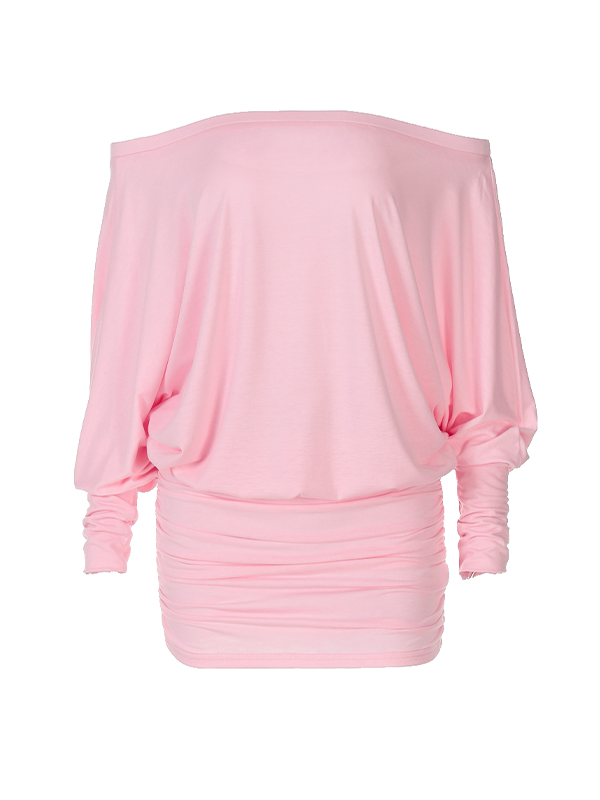 Women's Solid Off The Shoulder Sheer Ruched Dress