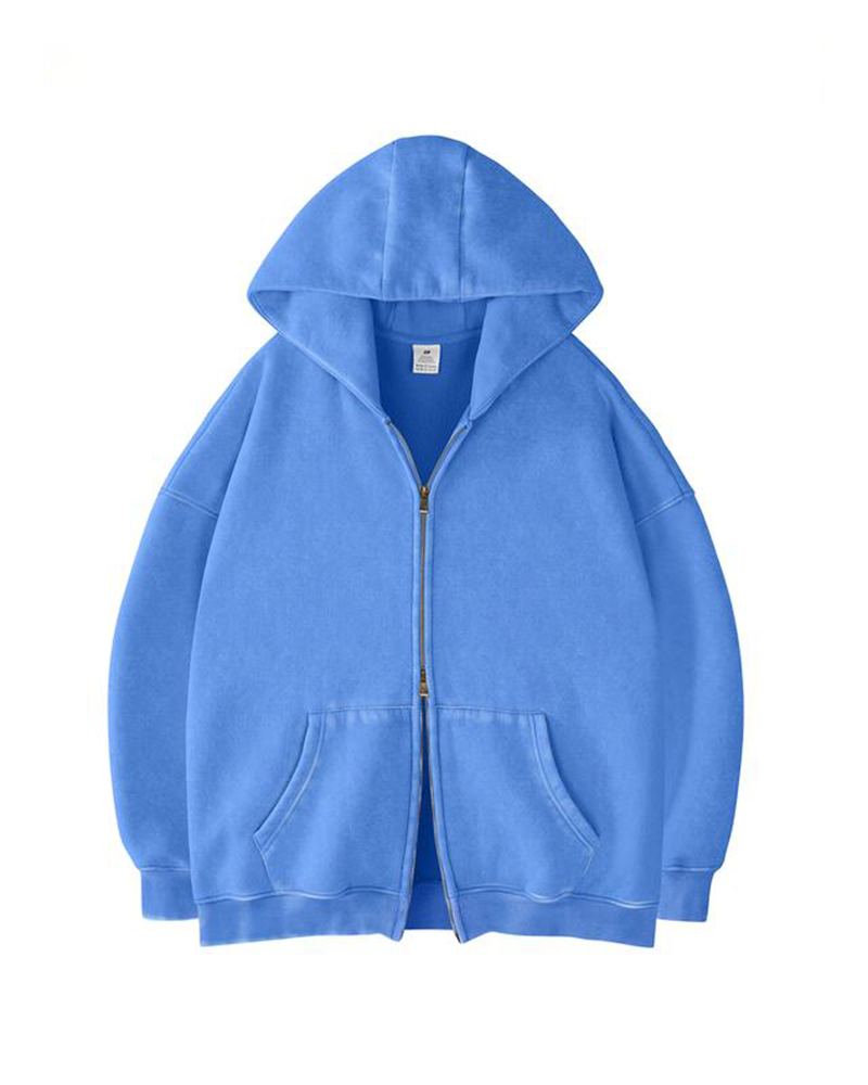 Oversized Unisex Acid Wash Zip Hoodie
