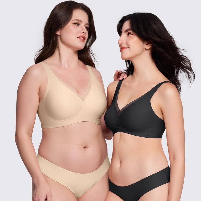 Deep V-Mesh Wireless Seamless Women's Bra